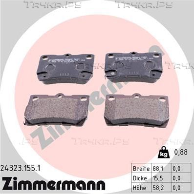 Тормозные колодки Zimmermann задние для Lexus GS III 2005-2011. Артикул 24323.155.1