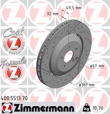 Тормозной диск Zimmermann FORMULA Z. Артикул 400.5513.70