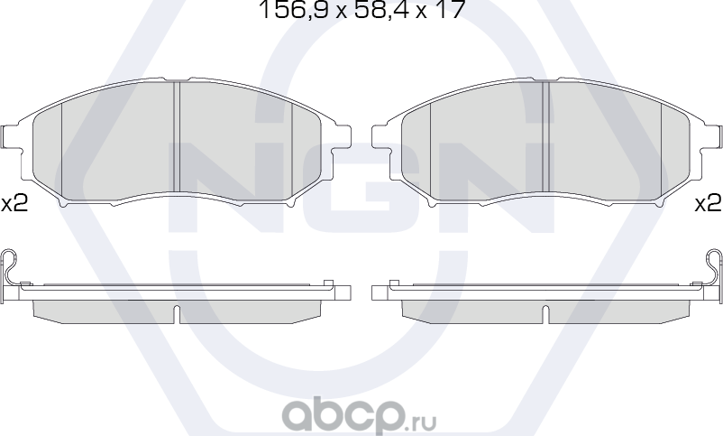 Колодки тормозные керамические, передние (NGN). Артикул 3501921