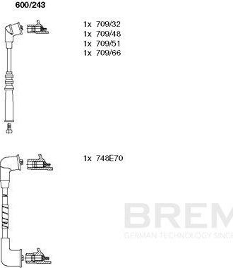 Высоковольтные провода (провода зажигания) (комплект) Bremi. Артикул 600/243