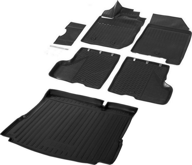 Комплект ковриков Rival для салона и багажника Lada Xray хэтчбек, Cross хэтчбек (с вещевым ящиком в салоне, без полки в багажнике, без пластиковой накладки в проеме багажника) 2015-2026. Артикул K16007001-2