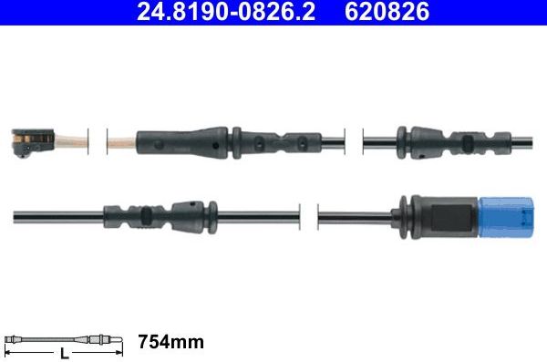 Датчик износа тормозных колодок  ATE. Артикул 24.8190-0826.2