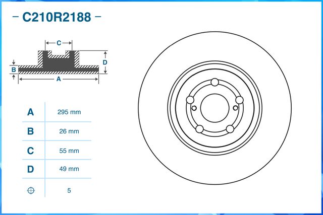 Диск тормозной передний (Cworks). Артикул C210R2188