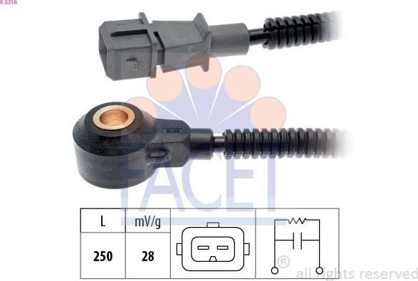 Датчик детонации Facet Made in Italy - OE Equivalent. Артикул 9.3216