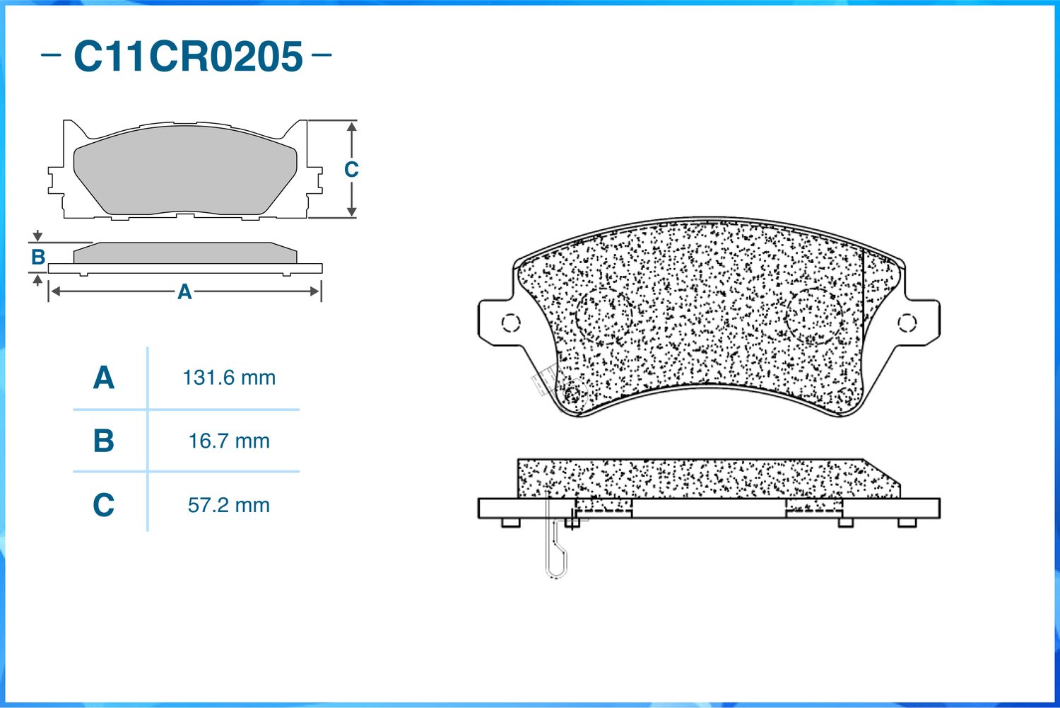 Колодки тормозные передние (Low Metallic) (Cworks). Артикул C11CR0205