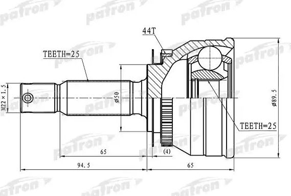 Шрус наружный (граната) Patron для Hyundai Matrix I 2004-2010. Артикул PCV1608