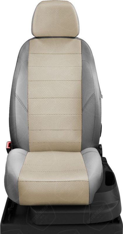 Чехлы Автолидер на сидения для Volvo XC-60 2008-2013, цвет Кремовый/Светло-серый. Артикул VL33-0501-EC18