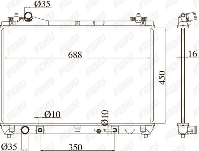 Радиатор охлаждения для Suzuki Grand Vitara (05-) 2.0i/2.4i AT (Fehu). Артикул frc1239