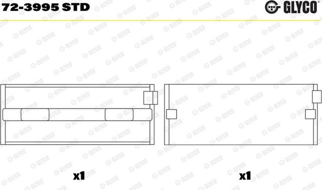 Вкладыши коренные Glyco для Fiat Sedici 2006-2011. Артикул 72-3995 STD
