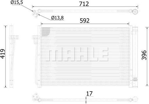 Радиатор кондиционера (конденсатор) Mahle Behr. Артикул AC 344 000S