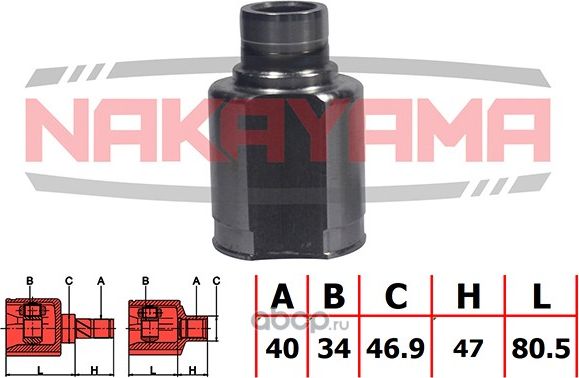ШРУС внутр-й к-кт правый VOLKSWAGEN TIGUAN 07- (40x34x127.5x46.9) (Nakayama). Артикул NJ7202NY
