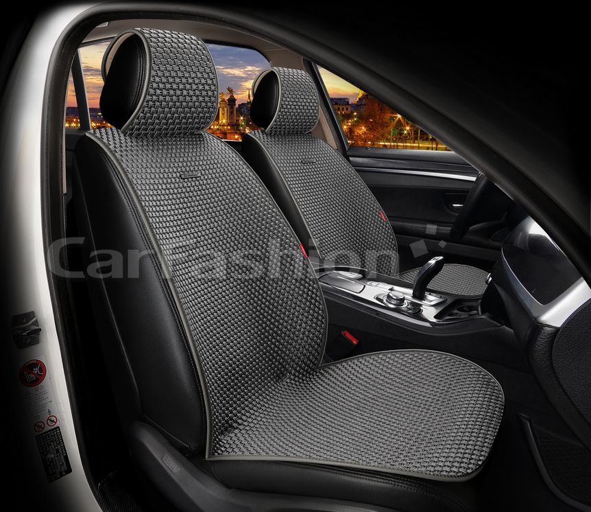 Накидки универсальные CarFashion 2D Kant Front на передние сидения авто, цвет Темно-серый. Артикул 26233