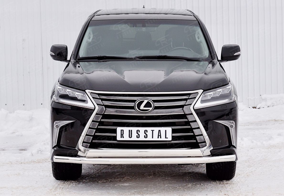 Защита RusStal переднего бампера d63 секция-75х42 дуга для Lexus LX450d III 2-й рестайлинг 2015-2026 (кроме F-Sport). Артикул LLX4Z-002512