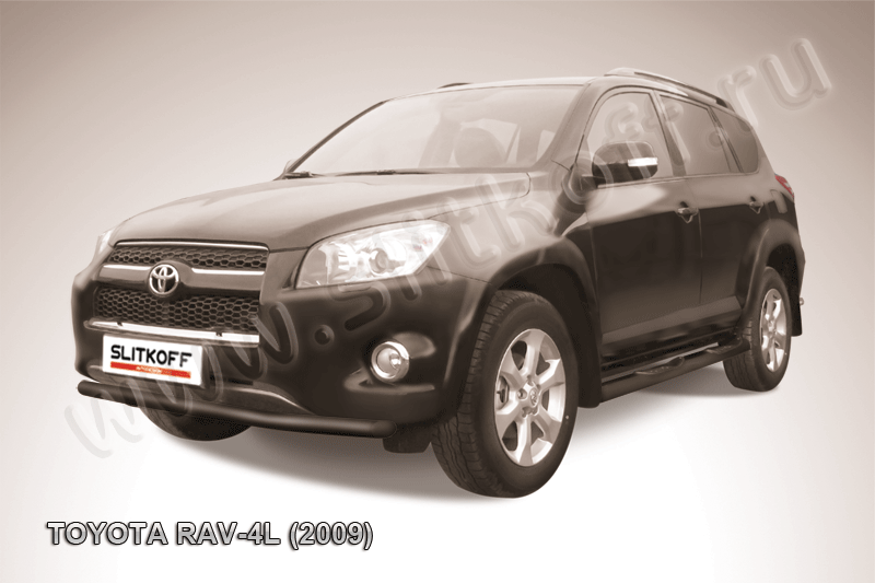Защита Slitkoff переднего бампера d57 ЧЕРНАЯ матовая для Toyota RAV4 III LWB 2009-2010. Артикул z