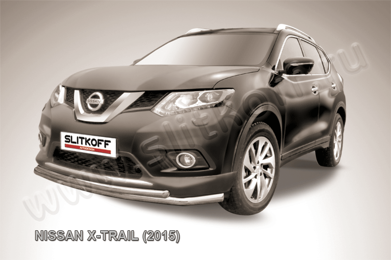 Защита Slitkoff переднего бампера d57+d42 (двойная) для Nissan X- Trail T32 2015-2026. Артикул NXT15-002