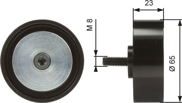 Направляющий (ведущий) ролик приводного поликлинового ремня Gates (Металл) для Fiat Strada 2003-2005. Артикул T36082