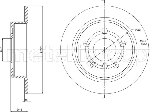 Тормозной диск Metelli задний для MINI Cabrio III (F57) 2014-2026. Артикул 23-1771C