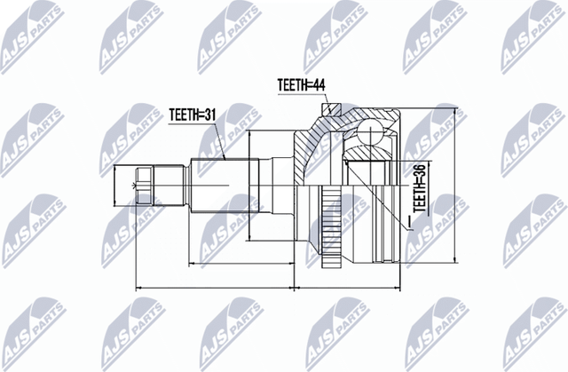 Шрус внутренний (граната) NTY передний для Mazda 6 II (GH) 2007-2013. Артикул NPZ-MZ-053