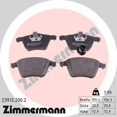 Тормозные колодки Zimmermann. Артикул 23913.200.2