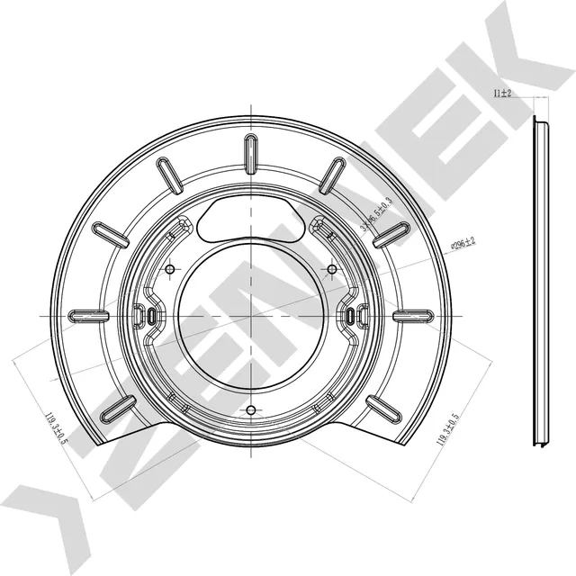 Защита тормозного диска задняя левая/правая MERCEDES VITO (638) 1996-2003 (Zennek). Артикул DCD0114