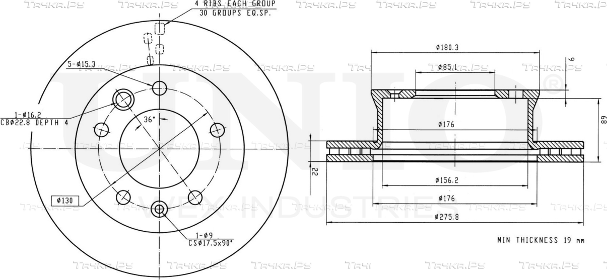 Диск тормозной (Unio). Артикул BRD-20054