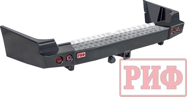 Бампер силовой РИФ задний с квадратом под фаркоп и фонарями для Toyota Land Cruiser 100 1997-2007. Артикул RIF100-21150