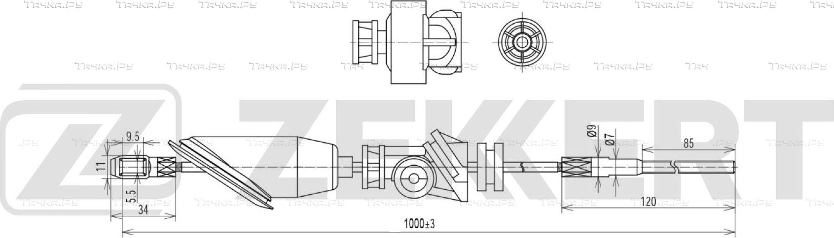 Трос ручника (тросик ручного тормоза) Zekkert. Артикул BZ-1421