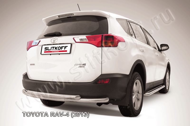 Защита Slitkoff заднего бампера d57/57 двойная радиусная для Toyota RAV4 IV 2013-2015. Артикул TR413-011