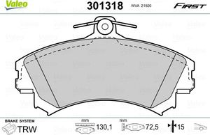 Тормозные колодки Valeo First передние для Mitsubishi Colt VI (Z20/Z30) 2004-2012. Артикул 301318