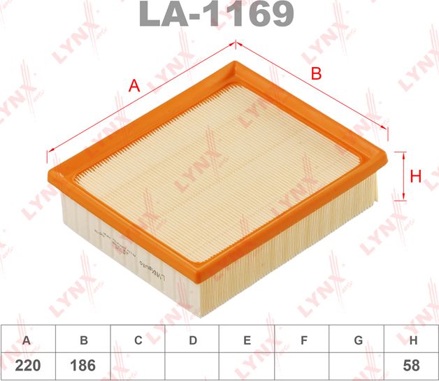 Воздушный фильтр LYNXauto. Артикул LA-1169
