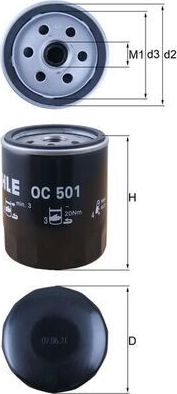 Масляный фильтр Mahle для Fiat Ritmo I 1978-1989. Артикул OC 501