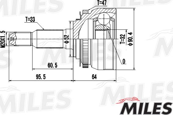 Шрус наружный (граната) Miles. Артикул GA20083