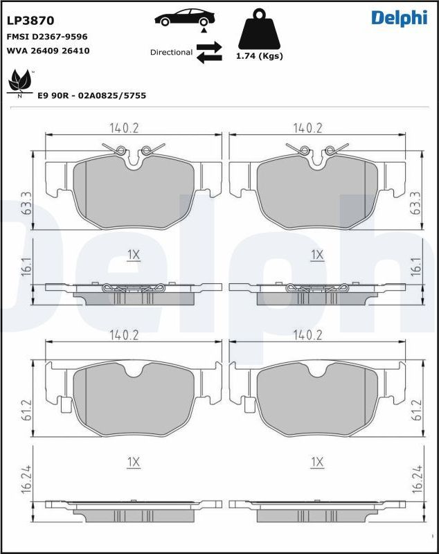 Тормозные колодки Delphi (Low-Metallic). Артикул LP3870