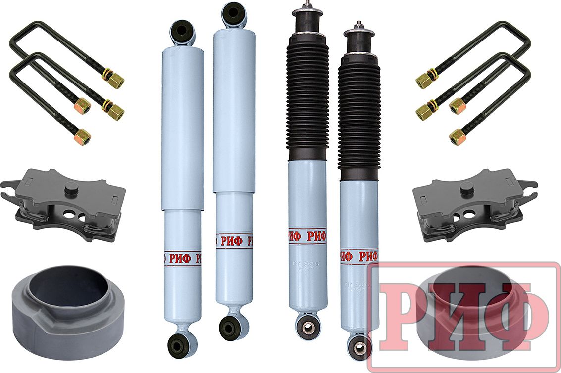 Лифт-комплект РИФ лайт 2 газовый для УАЗ Patriot 2005-2026, лифт 50 мм. Артикул RIF-Patr-50-G-lite