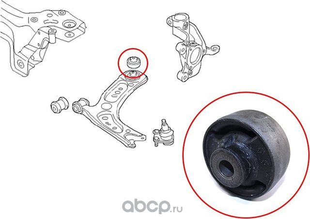 Сайлентблок переднего рычага задний вертик SKODA OCTAVIA 13-SUBERB 15-TIGUAN 16- 1200615 (SAT). Артикул ST5Q0407183E
