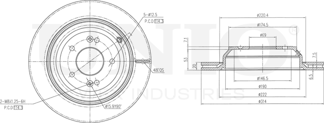 Диск тормозной (Unio). Артикул BRD-20376