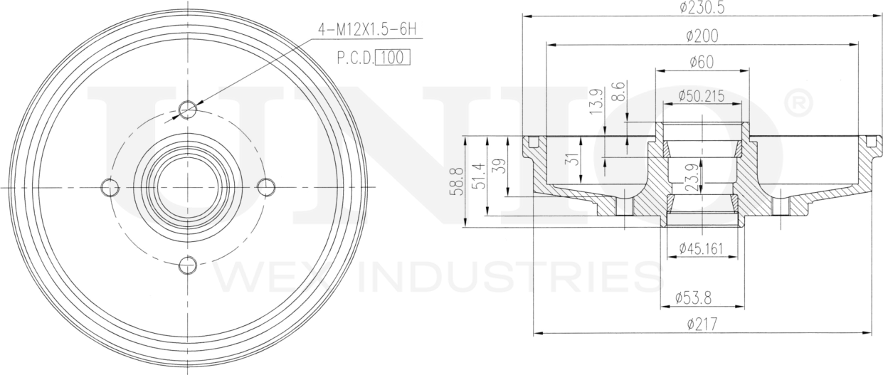 Барабан тормозной (Unio). Артикул BRD-10055