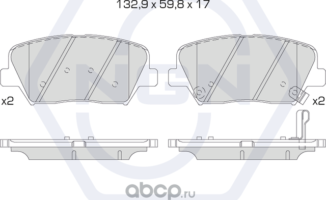Колодки тормозные керамические, передние (NGN). Артикул 3501246