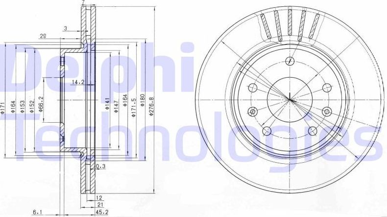 Тормозной диск Delphi. Артикул BG3702