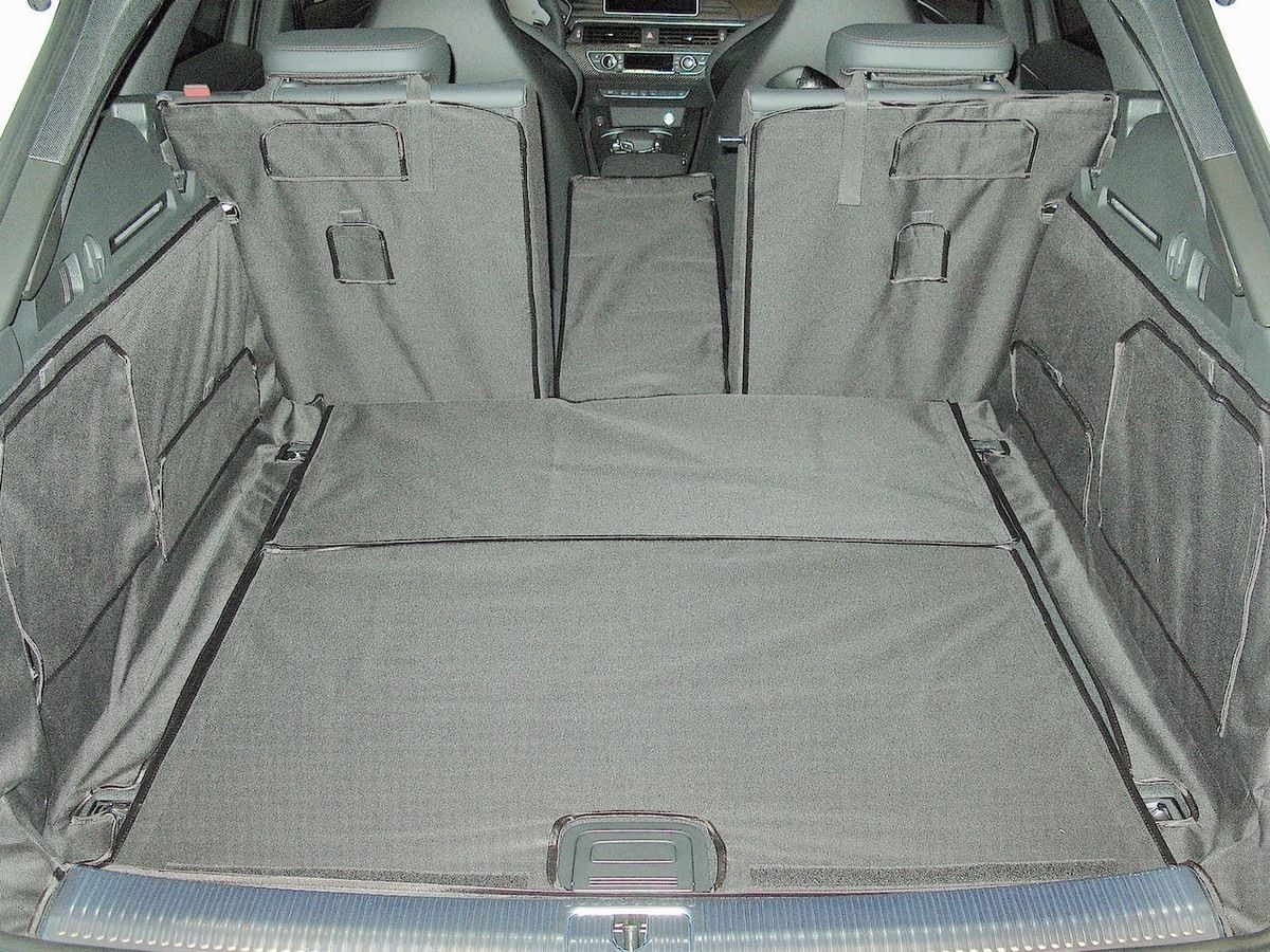 Защитный чехол AUTOSMSTUDIO "Maxi" в багажник автомобиля для Audi A4 B9 универсал 2016-2026, черный. Артикул TP-A4II-MAXI-BL