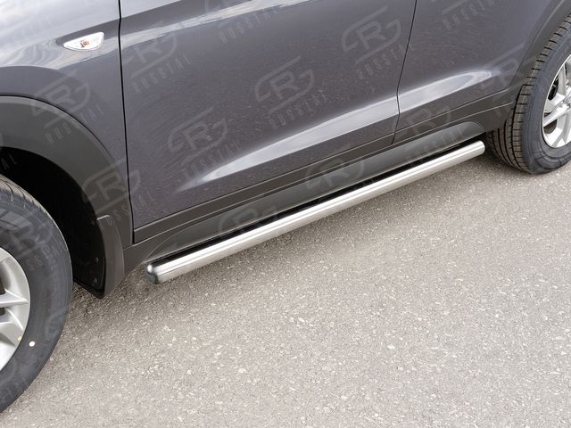 Защита порогов РусCталь труба d63 (вариант 3) для Hyundai Tucson III 2015-2018. Артикул HTT-0022353
