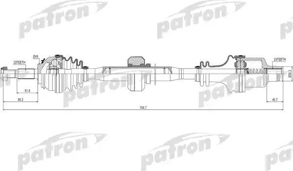 Полуось (привод в сборе, приводной вал) Patron. Артикул PDS0220