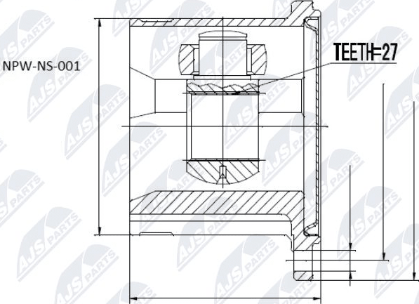 Полуось (привод в сборе, приводной вал) NTY. Артикул NPW-PE-079