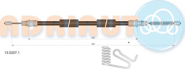 Трос ручника (тросик ручного тормоза) Adriauto задний левый для Ford Transit VI 2000-2006. Артикул 13.0207.1