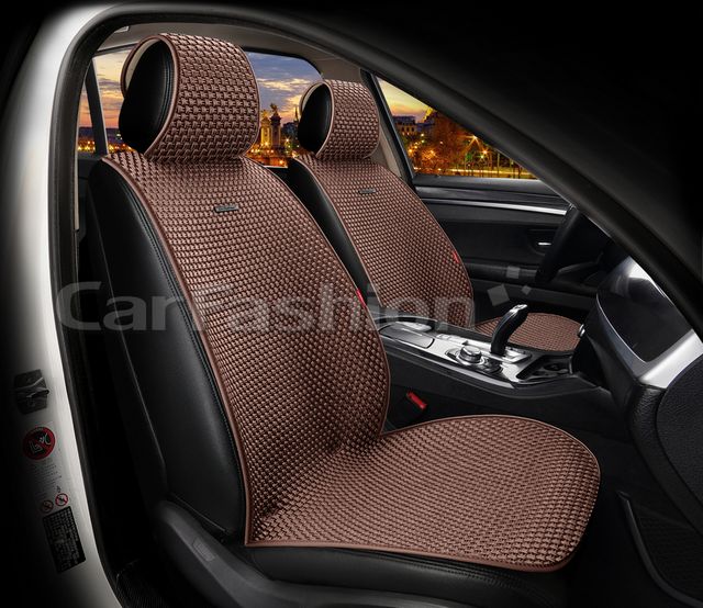 Накидки универсальные CarFashion 2D Kant Front на передние сидения авто, цвет Коричневый. Артикул 26234