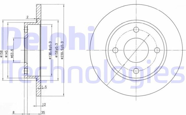Тормозной диск Delphi передний для Mazda 121 III 1996-2003. Артикул BG3055