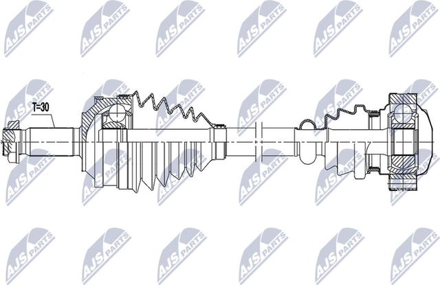 Полуось (привод в сборе, приводной вал) NTY передняя правая/левая для Mercedes-Benz Vito II (W639) 2006-2014. Артикул NPW-ME-128