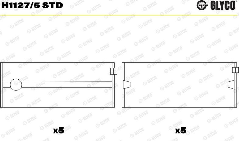 Вкладыши коренные Glyco. Артикул H1127/5 STD
