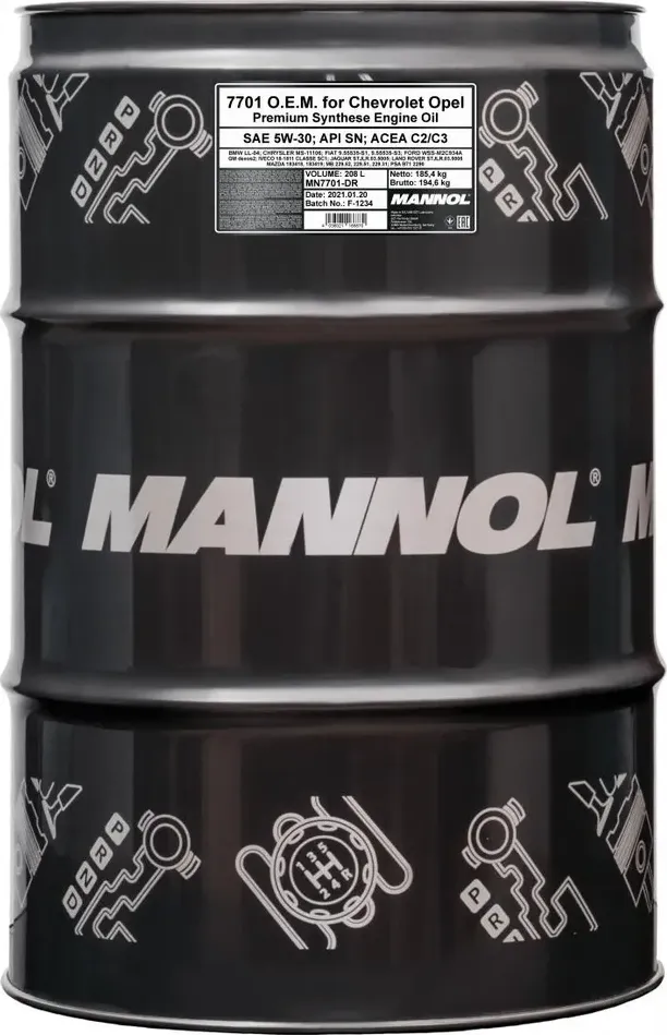 7701 OEM for Chevrolet Opel 5W-30 SN/SM/CF 208л. (Mannol). Артикул 1080