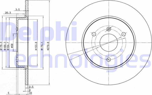 Тормозной диск Delphi передний для Smart Fortwo II (W451) 2007-2015. Артикул BG3526